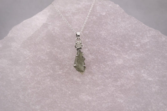 Herkimer Diamond & Moldavite | Tektite Necklace | Transformation | Awakening | Expansion