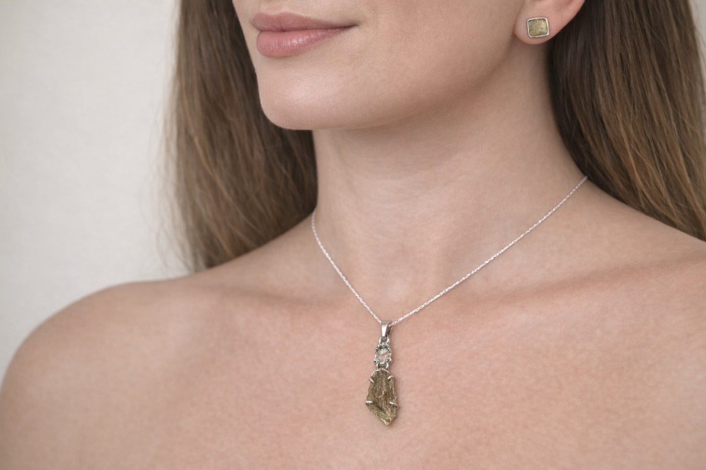 Herkimer Diamond & Moldavite | Tektite Necklace | Transformation | Awakening | Expansion