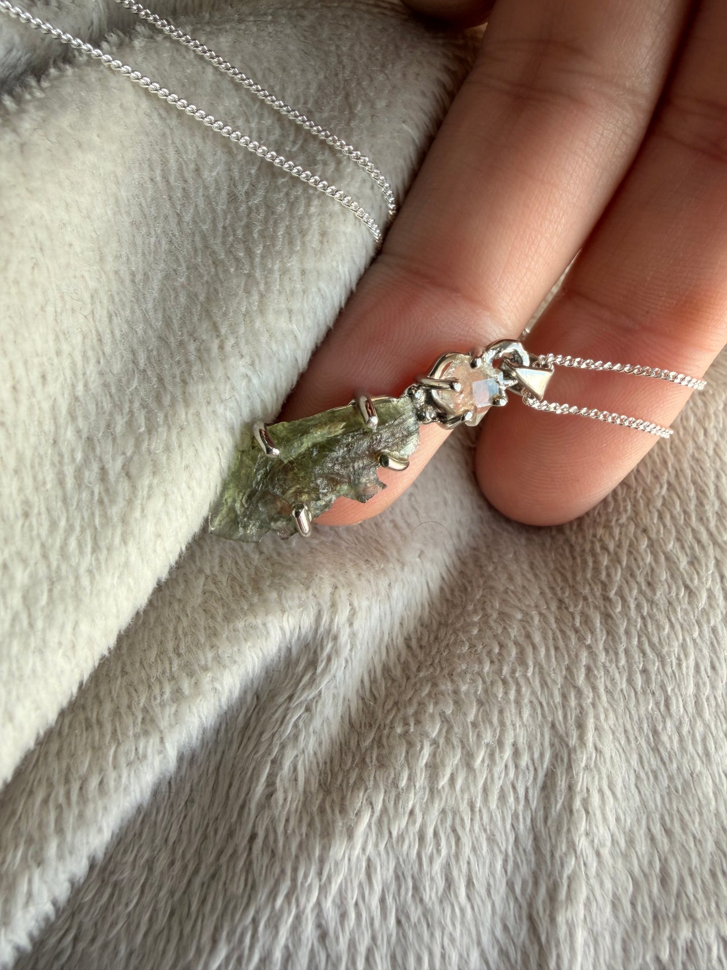 Herkimer Diamond & Moldavite | Tektite Necklace | Transformation | Awakening | Expansion